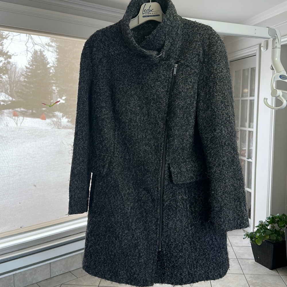 London Fog Dark Charcoal Textured Trench Coat